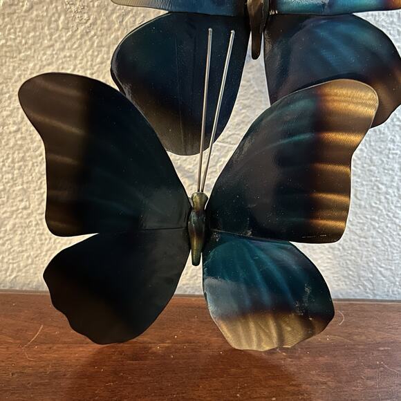 Key West Copper Art - Blue Morpho Triple Wall Decor Artist Signed - Picture 5 of 9